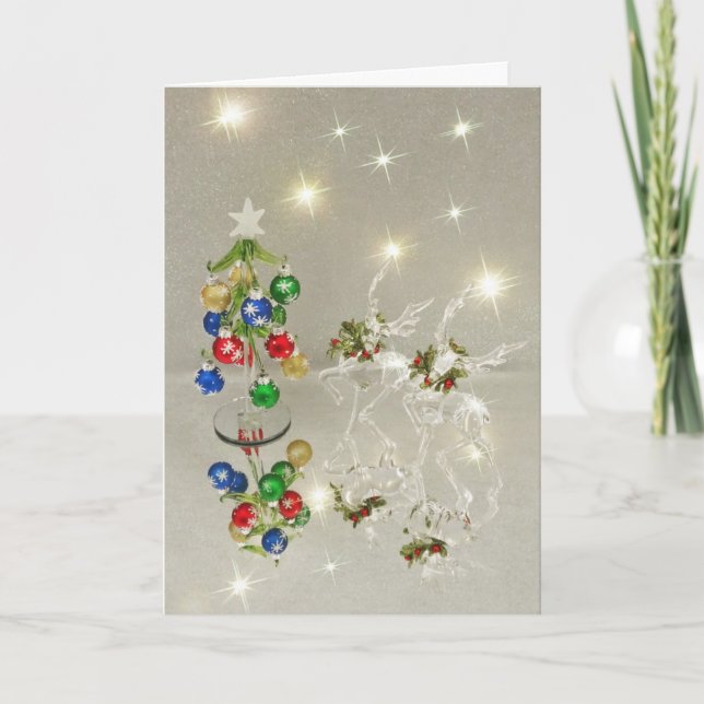 Crystal reindeer reflections holiday card (Front)