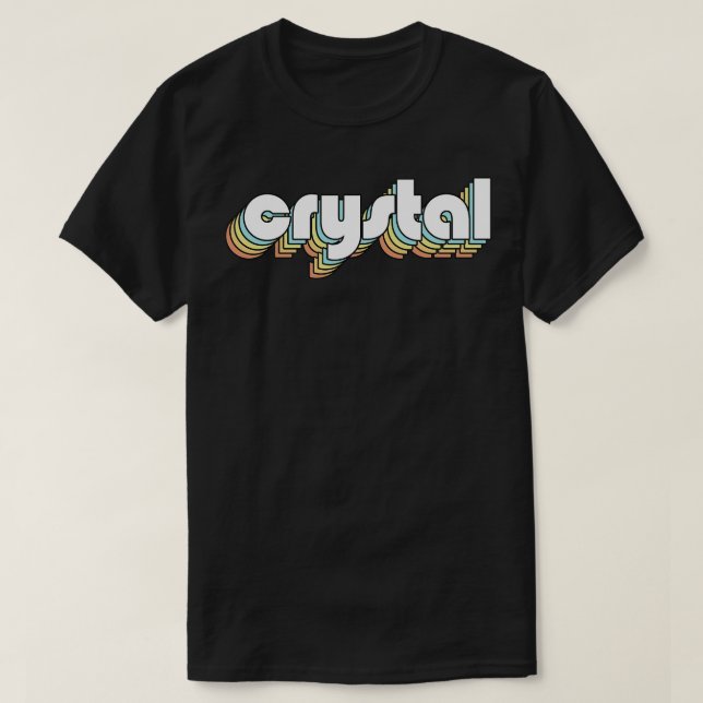 Crystal Retro Rainbow Typography Faded Style T-Shirt (Design Front)