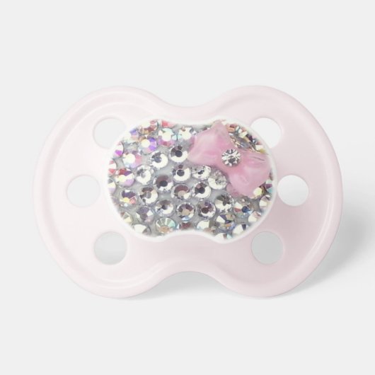 Crystal Rhinestone With Classy Bow Pacifier (Front)
