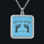 Crystal River Florida with Manatees Silver Plated Necklace<br><div class="desc">Celebrate a swim with the manatee at Crystal River,  Florida in retro style fonts and vintage illustration of two manatees facing each other.</div>