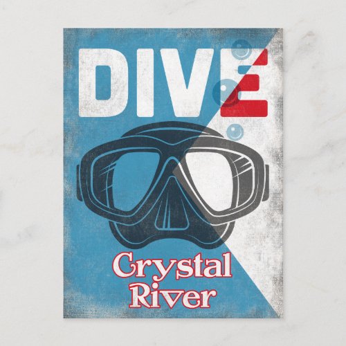 Crystal River Vintage Scuba Diving Mask Postcard