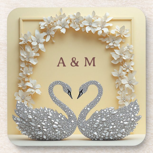Crystal Romance Wedding Celebration Style Beverage Coaster (Front)