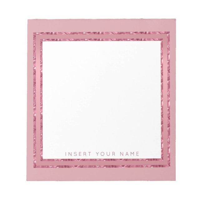 Crystal Rose Gold Personalized Notepad 5.5" x 6" (Front)