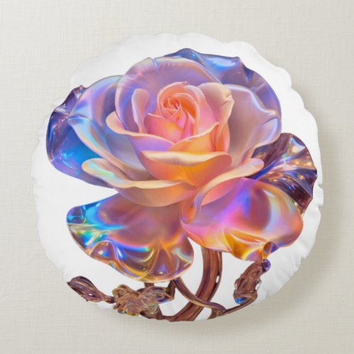 Crystal Rose Round Pillow