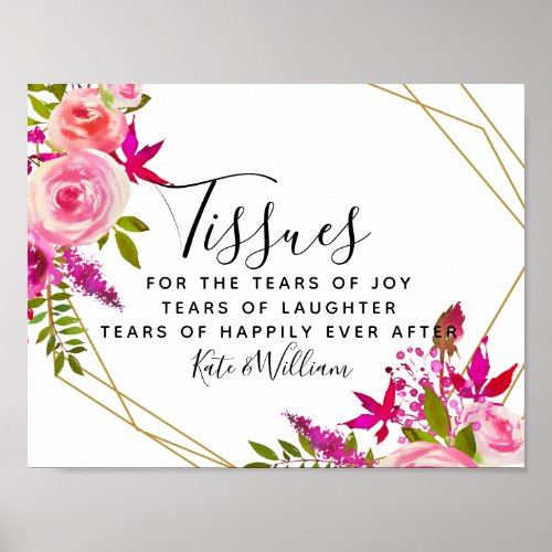 Crystal roses  ceremony tissues wedding sign