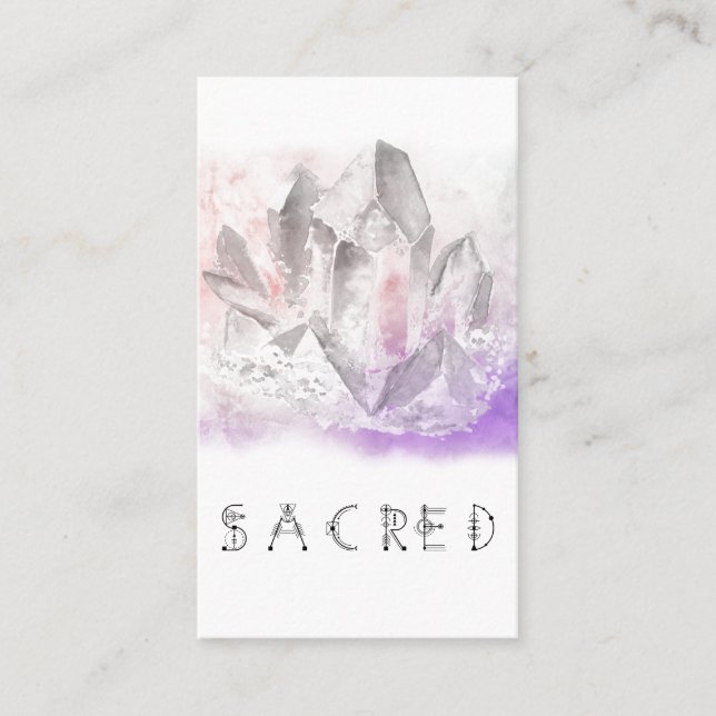 *~* Crystal Sacred Watercolor Healing Arts Business Card (Front)