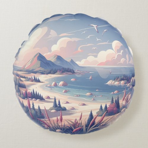 Crystal Serenity Bay Round Pillow