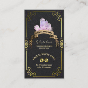 Crystal Shop Black And Gold Business Card