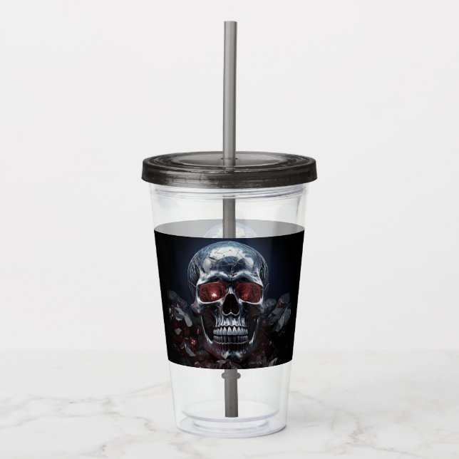 Crystal Skull with Ruby Red Eyes Acrylic Tumbler (Front)