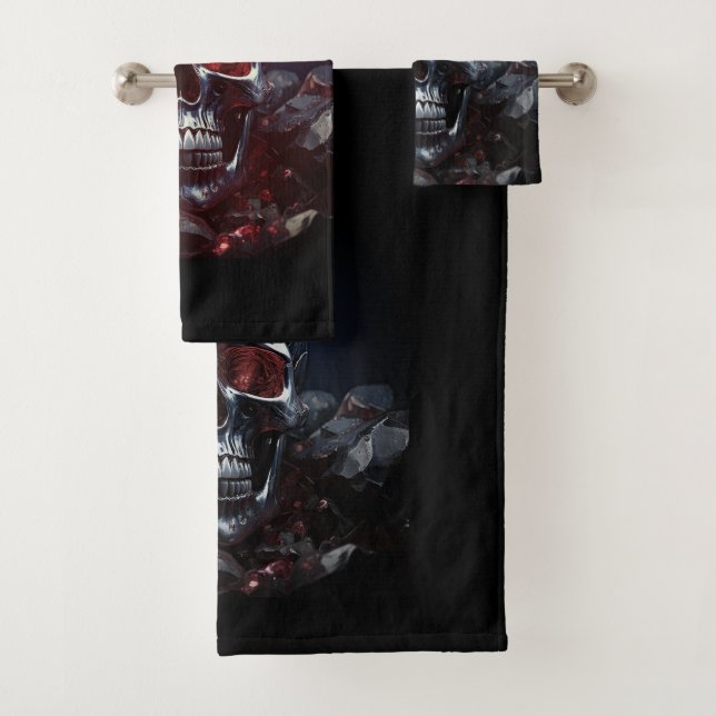 Crystal Skull with Ruby Red Eyes Bath Towel Set (Insitu)