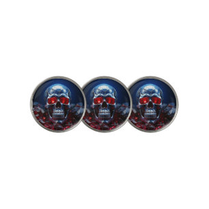 Crystal Skull with Ruby Red Eyes Golf Ball Marker