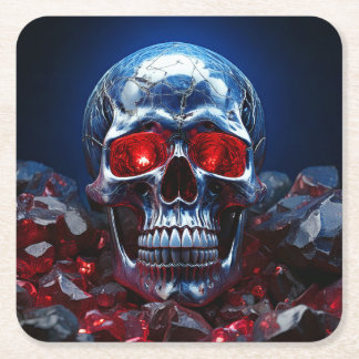 Crystal Skull with Ruby Red Eyes Paper Coaster