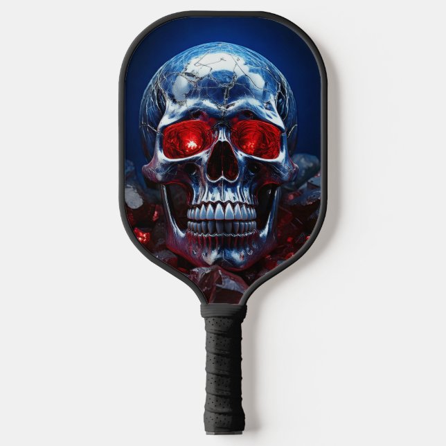 Crystal Skull with Ruby Red Eyes Pickleball Paddle (Front)