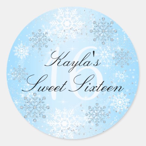 Crystal Snow Winter Wonderland Sweet 16 Sticker