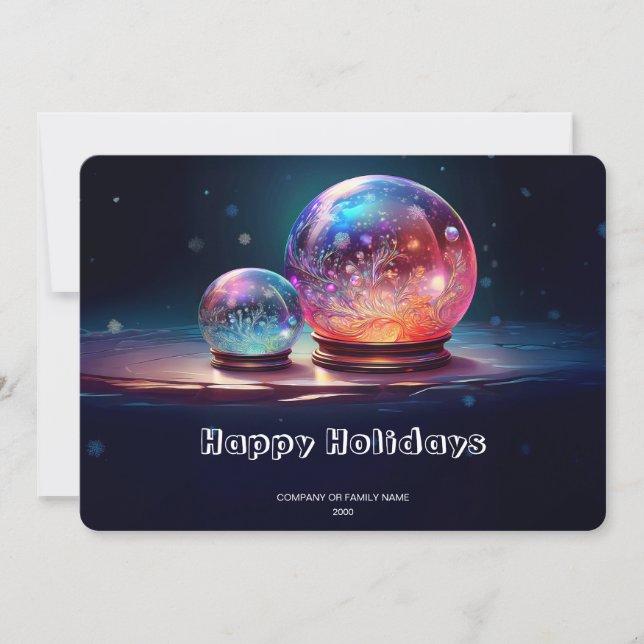 Crystal Snowballs Christmas Holiday Card (Front)