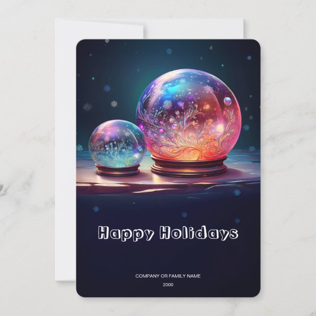 Crystal Snowballs Christmas Holiday Card (Front)