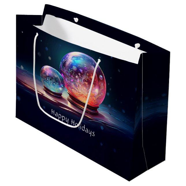 Crystal Snowballs Christmas Holiday Gift Bag (Front Angled)