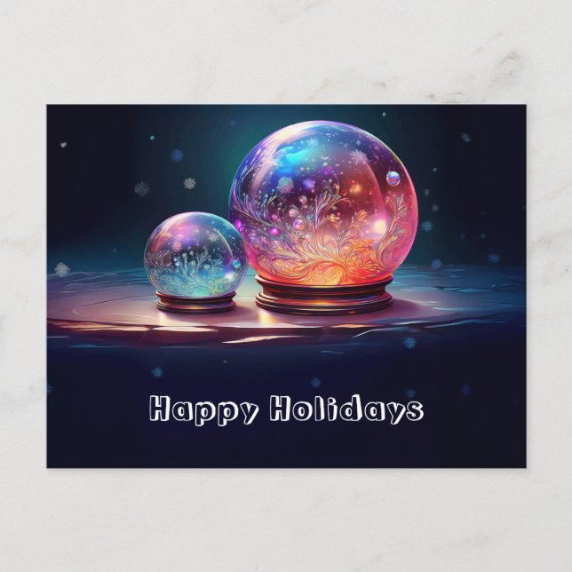 Crystal Snowballs Christmas Holiday Postcard (Front)