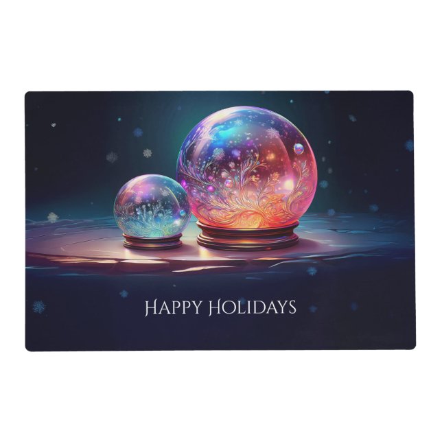 Crystal Snowballs Holiday Paper Placemat (Front)