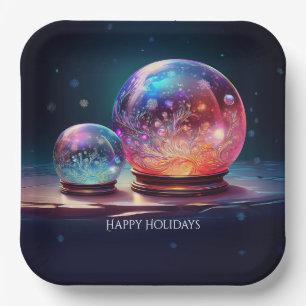 Crystal Snowballs Holiday Paper Plate