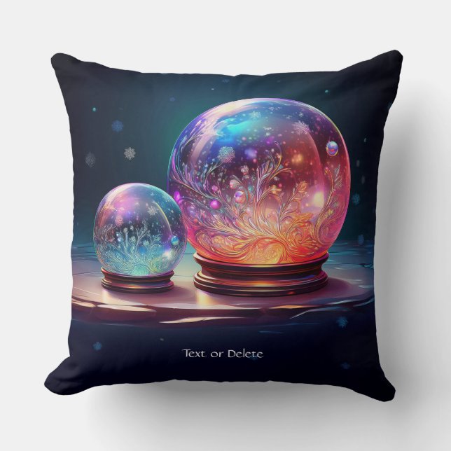 Crystal Snowballs Holiday Throw Pillow (Front)