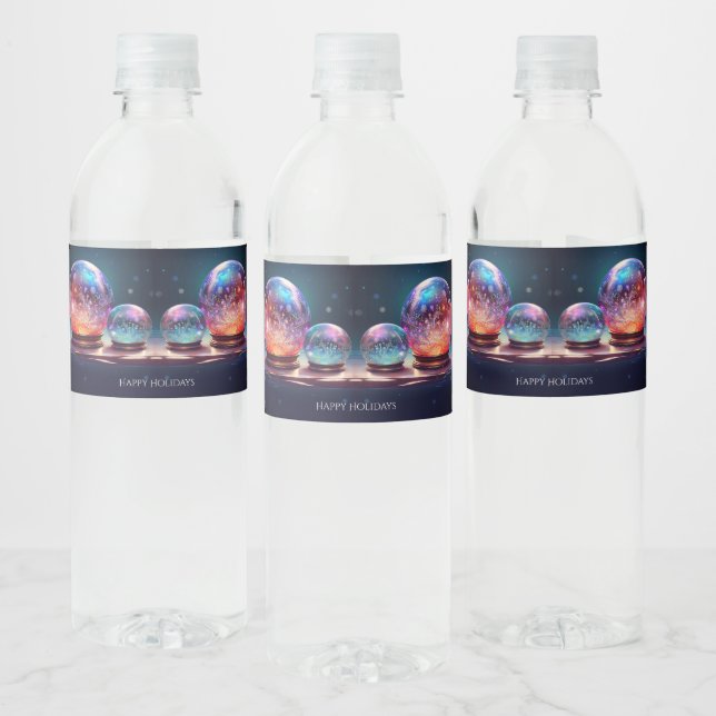 Crystal Snowballs Holiday Water Bottle Label (Bottles)