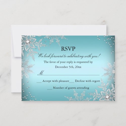 Crystal Snowflake Blue Christmas Party RSVP
