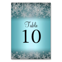 Crystal Snowflake Blue Winter Table Number Card