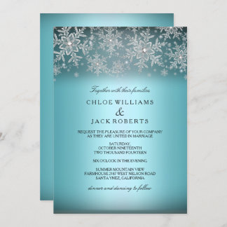 Crystal Snowflake Blue Winter Wedding Invitation