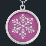 Crystal Snowflake Necklace<br><div class="desc">Sparkling crystals and shimmering beads decorate the photo illustration on this necklace. It makes a beautiful memento for any girl in the wedding party.</div>