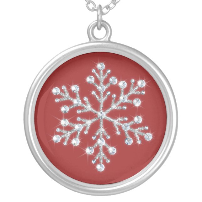 Crystal Snowflake Necklace (red) (Front)