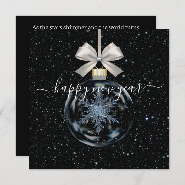 Crystal Snowflake Ornament New Year’s Card  (Front/Back)