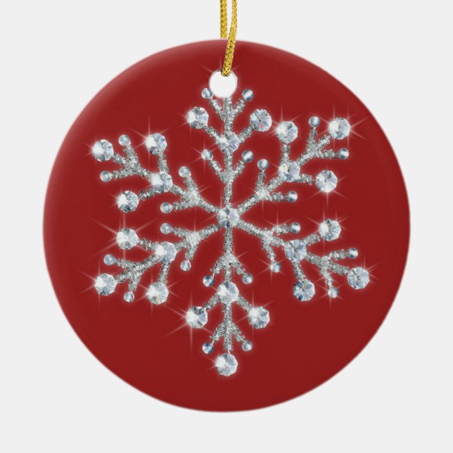 Crystal Snowflake Ornament (red) (Front)