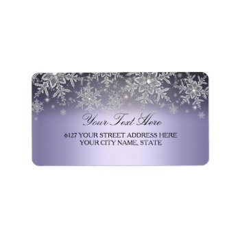 Crystal Snowflake Purple Winter Address Label by Zizzago at Zazzle