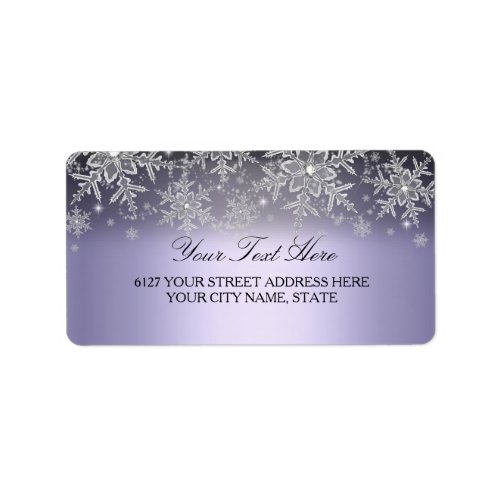 Crystal Snowflake Purple Winter Address Label