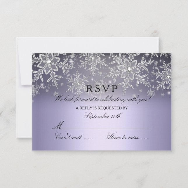 Crystal Snowflake Purple Winter RSVP (Front)