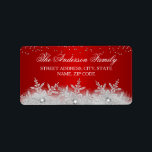Crystal Snowflake Red Christmas Address Labels<br><div class="desc">Christmas Holiday Address Labels. Elegant sparkle crystal snowflakes. Please Note: All flat images!</div>