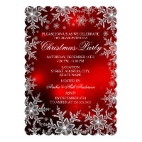 Crystal Snowflake Red Christmas Party Scall Card