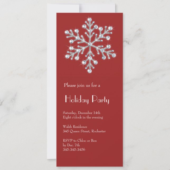 Crystal Snowflake (red) Invitation (Front)