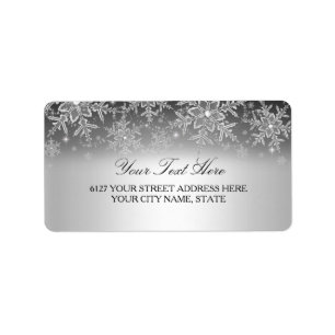 Crystal Snowflake Silver Winter Address Label