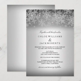 Crystal Snowflake Silver Winter Wedding Invitation