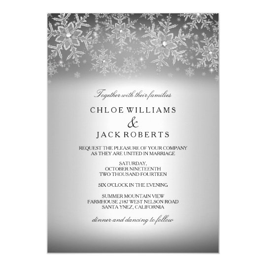 Lacy Snowflake Winter Wedding Invitations - December ...