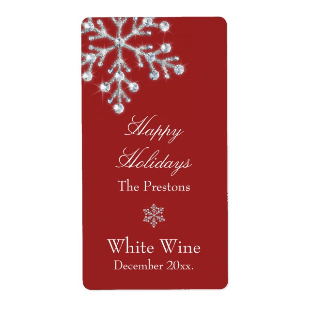 Crystal Snowflake Wine Label (red) (Front)