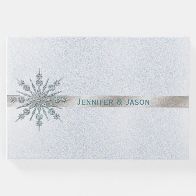 Crystal Snowflake Winter Wedding Guest Book (Front)