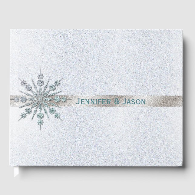 Crystal Snowflake Winter Wedding Guest Book (Front)