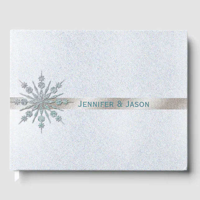 Crystal Snowflake Winter Wedding Guest Book | Zazzle