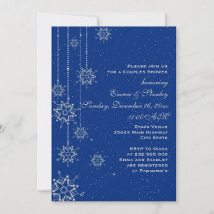 Crystal snowflakes blue wedding couples shower invitation