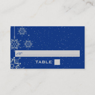 Crystal snowflakes blue wedding place card