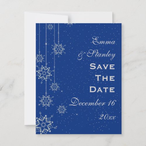 Crystal snowflakes blue wedding Save the Date