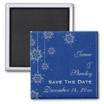 Crystal Snowflakes Blue Wedding Save The Date Magnet at Zazzle